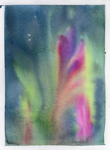 Peinture intitulée "Aurora Borealis: Il…" par Nataliia Lepikhina, Œuvre d'art originale, Aquarelle