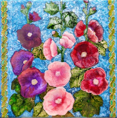 Painting titled "Flower fantasies №4" by Nataliia Novakovska, Original Artwork, Stained glass painting