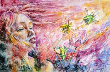 Peinture intitulée "Solar Wind." par Nataliia Savchuk, Œuvre d'art originale, Aquarelle