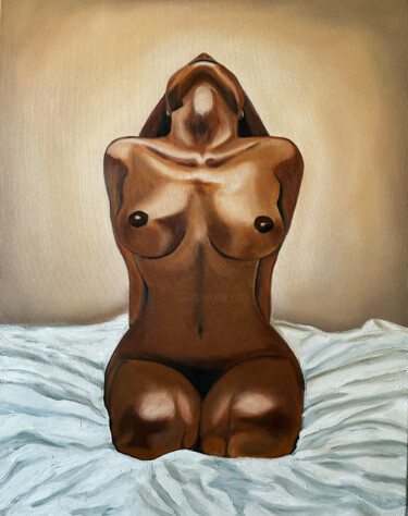Pittura intitolato "Erotic black nudity…" da Nataliia Zablotskaya, Opera d'arte originale, Olio Montato su Telaio per barell…