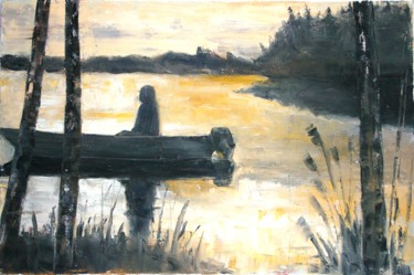 Painting titled "Лодочник" by Nataliya Bagatskaya, Original Artwork, Oil