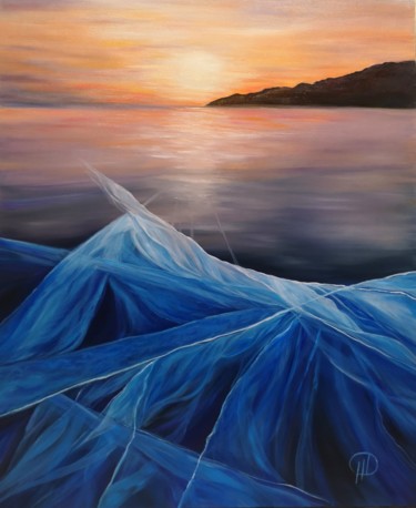 Painting titled "Ice mysticism of la…" by Natalie Demina, Original Artwork, Oil Mounted on Wood Stretcher frame