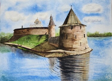 Schilderij getiteld "Pskov Krom" door Nataliya Gulina, Origineel Kunstwerk, Aquarel