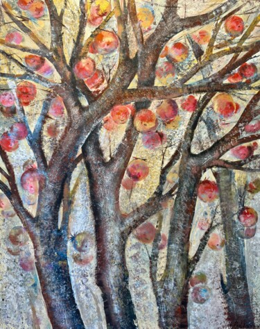 Painting titled "Apple Tree Painting…" by Nataliya Rozhdestvenskaya, Original Artwork, Acrylic