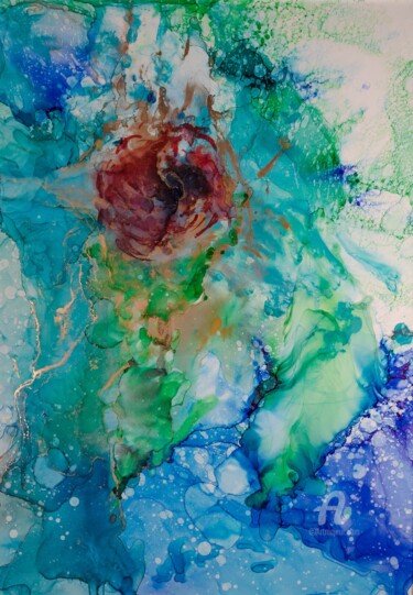 Painting titled "the thorns are defe…" by Natalja Surikova, Original Artwork, Ink Mounted on Glass