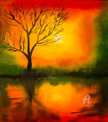 Painting titled "where the sun falls…" by Natalja Surikova, Original Artwork, Oil