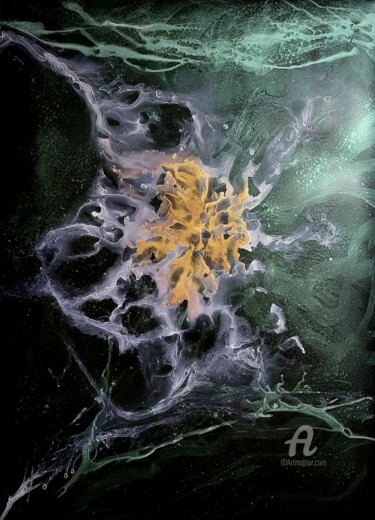 Ζωγραφική με τίτλο "Emerald stars" από Natalja Surikova, Αυθεντικά έργα τέχνης, Χρωστικές ουσίες
