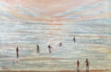 「Seascape Painting」というタイトルの絵画 Natalja Dibaninaによって, オリジナルのアートワーク, アクリル ウッドストレッチャーフレームにマウント