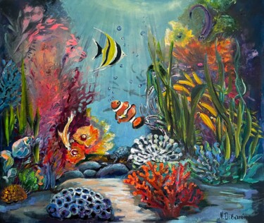 绘画 标题为“Coral Reef” 由Natalja Dibanina, 原创艺术品, 丙烯 安装在木质担架架上