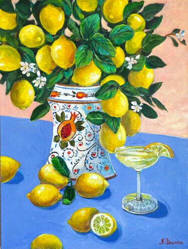 제목이 "Lemons Still Life"인 미술작품 Natalja Dibanina로, 원작, 아크릴