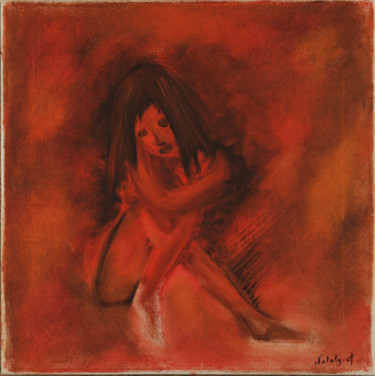 Peinture intitulée "Recueil d'une-femme…" par Nataly. Adam, Œuvre d'art originale, Huile