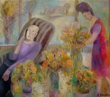 Peinture intitulée ""Зимние цветы"" par Natalie Paukova, Œuvre d'art originale, Huile
