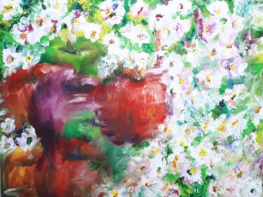 Pittura intitolato "APPLES IN BLOOM" da Nataly Shi, Opera d'arte originale, Olio