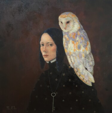 제목이 "The key ( night)"인 미술작품 Natalya Chepulskaya로, 원작, 기름 나무 들것 프레임에 장착됨