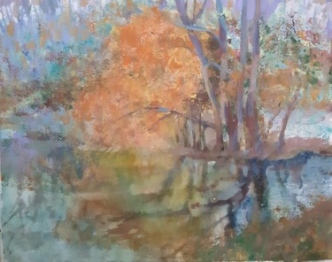 Картина под названием "Осень в парке Покро…" - Natalya Makoed, Подлинное произведение искусства, Акрил