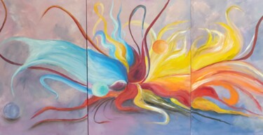 Pintura titulada "Triptych "Energy of…" por Natalya Mitrofanova, Obra de arte original, Oleo Montado en Cartulina