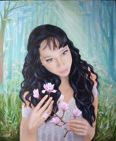 Peinture intitulée "фея" par Natalya Moshina-Turusinova, Œuvre d'art originale, Huile