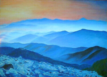 Pintura titulada "туман в горах" por Natalya Moshina-Turusinova, Obra de arte original, Oleo