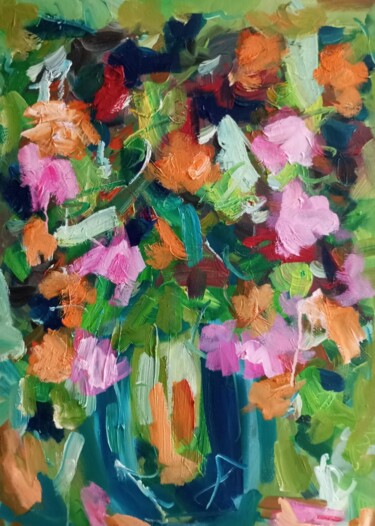 Pittura intitolato ""Splash of Floral S…" da Natalya Mougenot, Opera d'arte originale, Olio