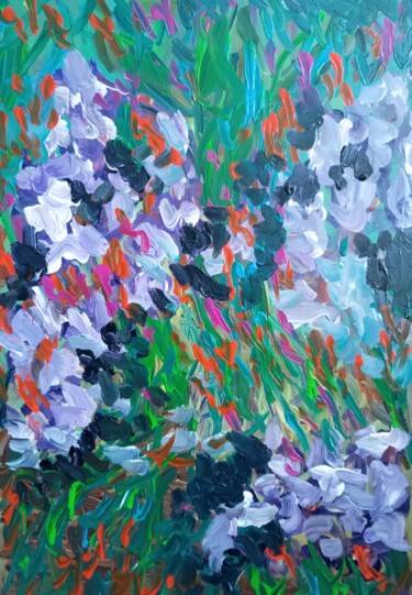 Pittura intitolato "Irises in the garden" da Natalya Mougenot, Opera d'arte originale, Acrilico