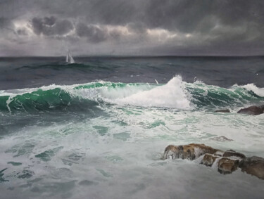 Malerei mit dem Titel "Through the Storm" von Natalia Nesterova, Original-Kunstwerk, Aquarell