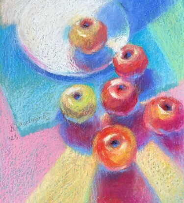 Schilderij getiteld "Apples" door Natalya Paydugina, Origineel Kunstwerk, Pastel