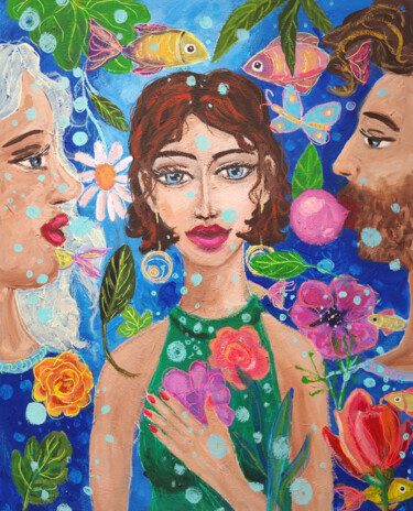 Peinture intitulée "Phantasie Woman Por…" par Natalya Volynska, Œuvre d'art originale, Acrylique