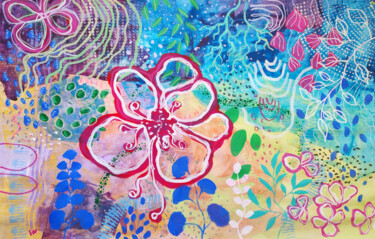 Peinture intitulée "Tropical garden ori…" par Natalya Volynska, Œuvre d'art originale, Acrylique
