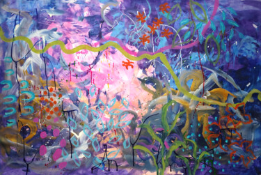 Картина под названием "Night tropical gard…" - Natalya Volynska, Подлинное произведение искусства, Акрил