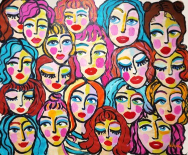 Schilderij getiteld "Girls Painting Big…" door Natalya Volynska, Origineel Kunstwerk, Acryl