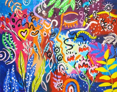 Painting titled "Night Garden Origin…" by Natalya Volynska, Original Artwork, Acrylic