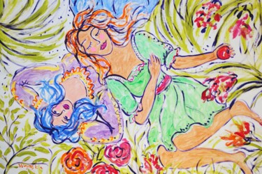 Ζωγραφική με τίτλο "Oktober Girls Origi…" από Natalya Volynska, Αυθεντικά έργα τέχνης, Ακρυλικό