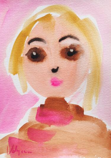 Peinture intitulée "Blond Mädchen Origi…" par Natalya Volynska, Œuvre d'art originale, Aquarelle