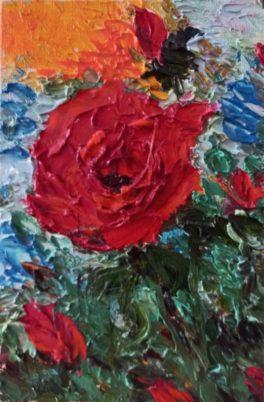 Painting titled "rose" by Natalya Yurina, Original Artwork, Oil