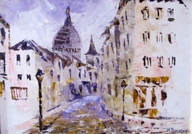 Peinture intitulée "La rue près de Mont…" par Nataly Basarab, Œuvre d'art originale, Huile