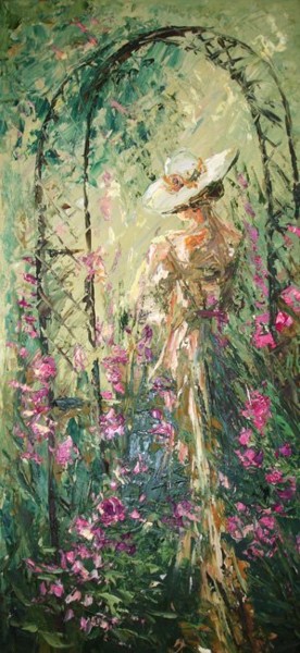 Peinture intitulée "Dans un jardin de r…" par Nataly Basarab, Œuvre d'art originale, Huile