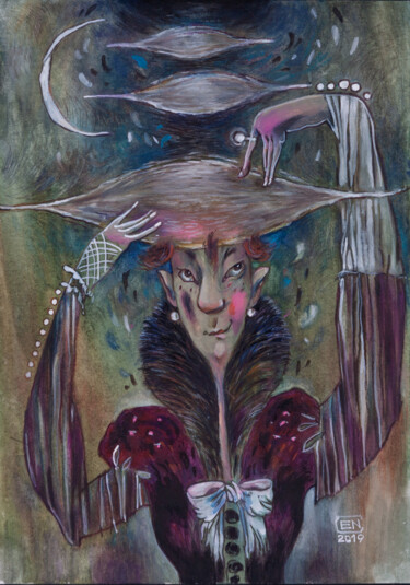 Disegno intitolato "Enchantress" da Natasha Ermolaeva, Opera d'arte originale, Acquarello