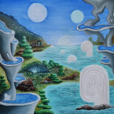 Pintura intitulada "The planet with thr…" por Natasha Korenek, Obras de arte originais, Óleo