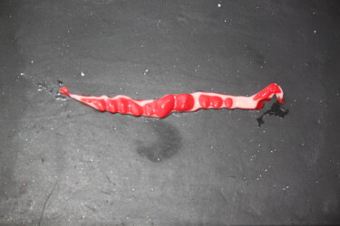 Sculpture titled ""Worm" Red.Part.of…" by Natasha Korets, Original Artwork, Plastic Mounted on Wood Stretcher frame