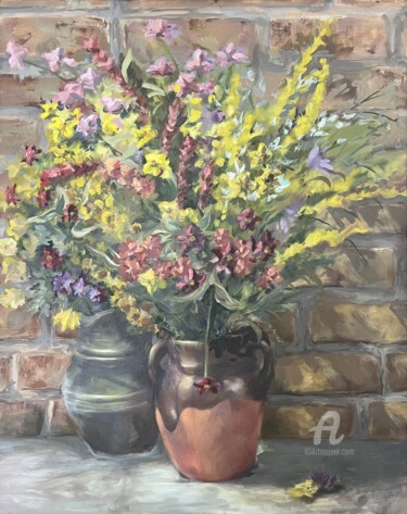 Pittura intitolato "Autumn bouquet" da Natasha Kuryshin, Opera d'arte originale, Olio