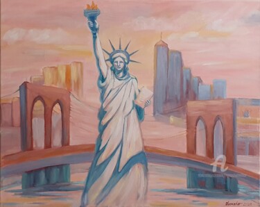 Peinture intitulée "Lady Liberty" par Nata Shemshur, Œuvre d'art originale, Huile