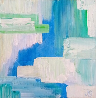 Malerei mit dem Titel "Blue Textured Oil P…" von Natelly Gree, Original-Kunstwerk, Öl