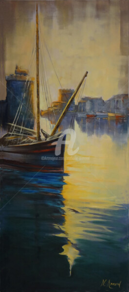 Peinture intitulée "Le port de La Roche…" par Nathalie Armand, Œuvre d'art originale, Acrylique