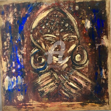 Pintura titulada "Guerrier Massai" por Nathalie Bellanger, Obra de arte original, Pigmentos
