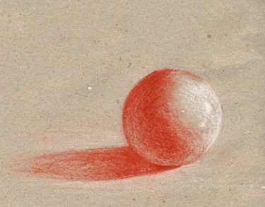 Tekening getiteld "La boule de billard" door Nathalie Bernard, Origineel Kunstwerk, Krijt