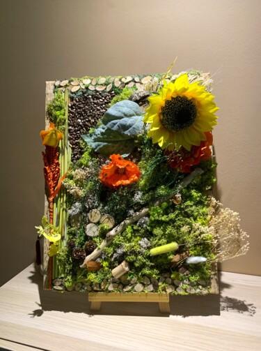 Colagens intitulada "fleurs des champs s…" por Nathalie Caillaud, Obras de arte originais, Colagens