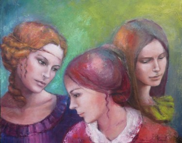 Schilderij getiteld ""Les Trois Soeurs"" door Nathalie Coquel Duvillier, Origineel Kunstwerk, Olie