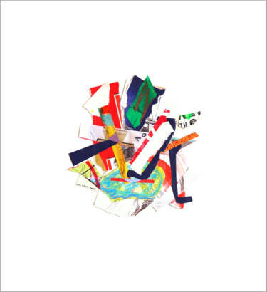 「Collage flottant ab…」というタイトルのコラージュ Nathalie Cuvelier Abstraction(S)によって, オリジナルのアートワーク, コラージュ アルミニウムにマウント