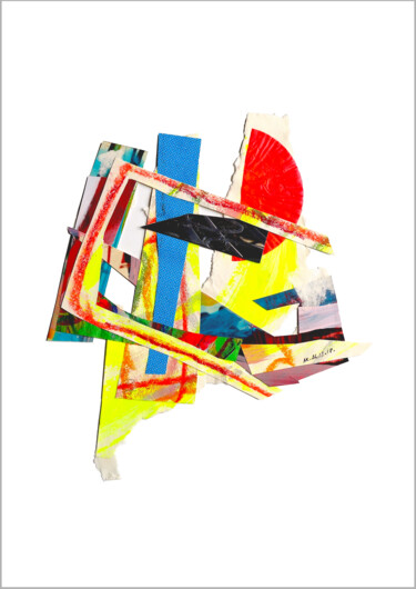 「Collage flottant ab…」というタイトルのコラージュ Nathalie Cuvelier Abstraction(S)によって, オリジナルのアートワーク, コラージュ アルミニウムにマウント