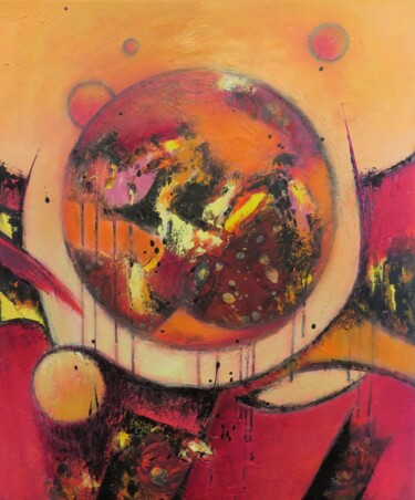 제목이 "Le déséquilibre"인 미술작품 Nathalie Denis로, 원작, 기름 나무 들것 프레임에 장착됨